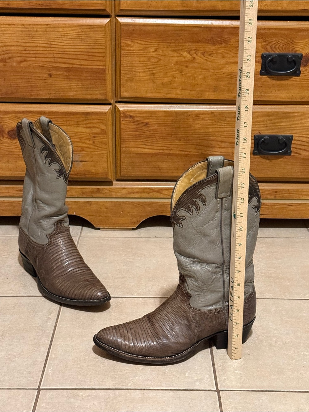 Vintage 1970 's Mens Justin
Exotic Leather Lizard Cowboy Boots 10D Style 4531 - Picture 6 of 12